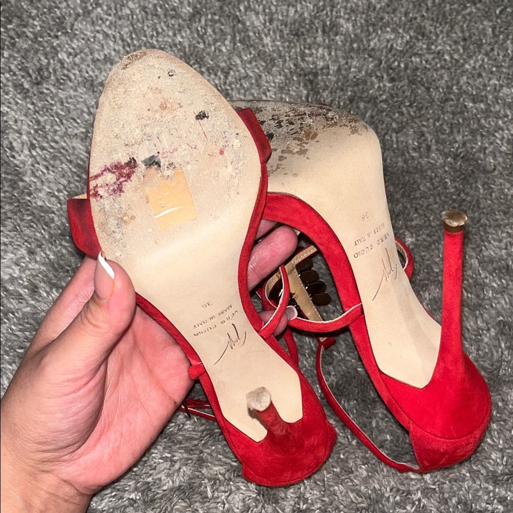 Giuseppe Zanotti Red Heels with Crystal Accents - Picture 5 of 10